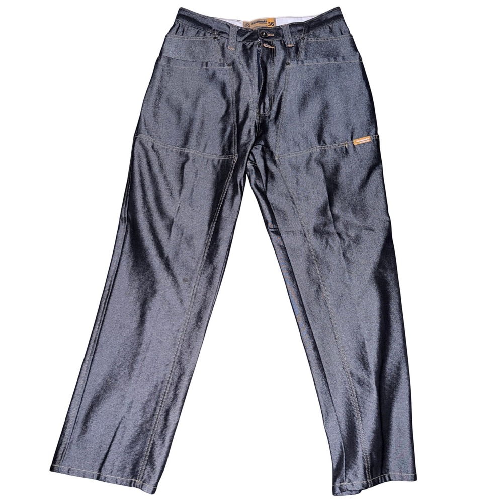 Akademiks Mens 36 Metallic Indigo Denim Jeans Straight Leg Y2K Streetwear 32x32